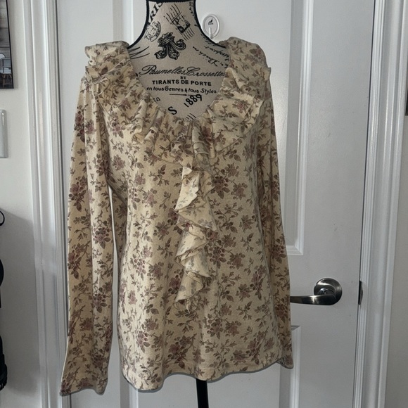 3/10$ 🌹🌹🌹Ralph Lauren Jeans Co Women's Blouse Ruffle Neckline Floral Print - Picture 3 of 8